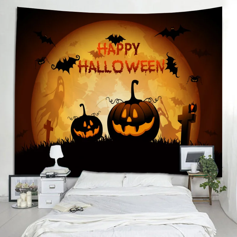 Happy Halloween Tapiserija ForLiving Soba Soba Multi Tiskanje Doma Deco Steni Visi Wall Art Piknik Mat Velik Plus Velikost