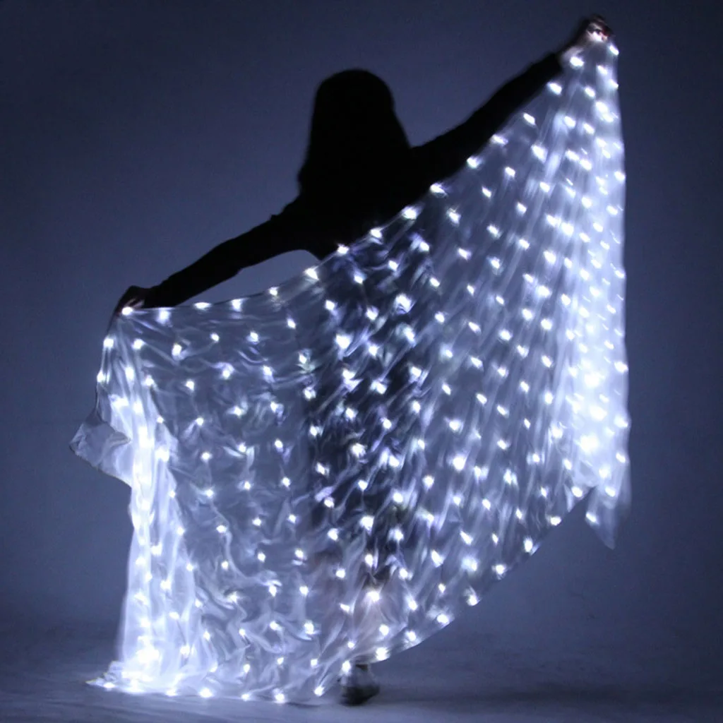 Svetleče LED Ples Šal Ogrinjalo, z dvema Palice Light Up Obleko Zaviti Ples Obrabe Prop