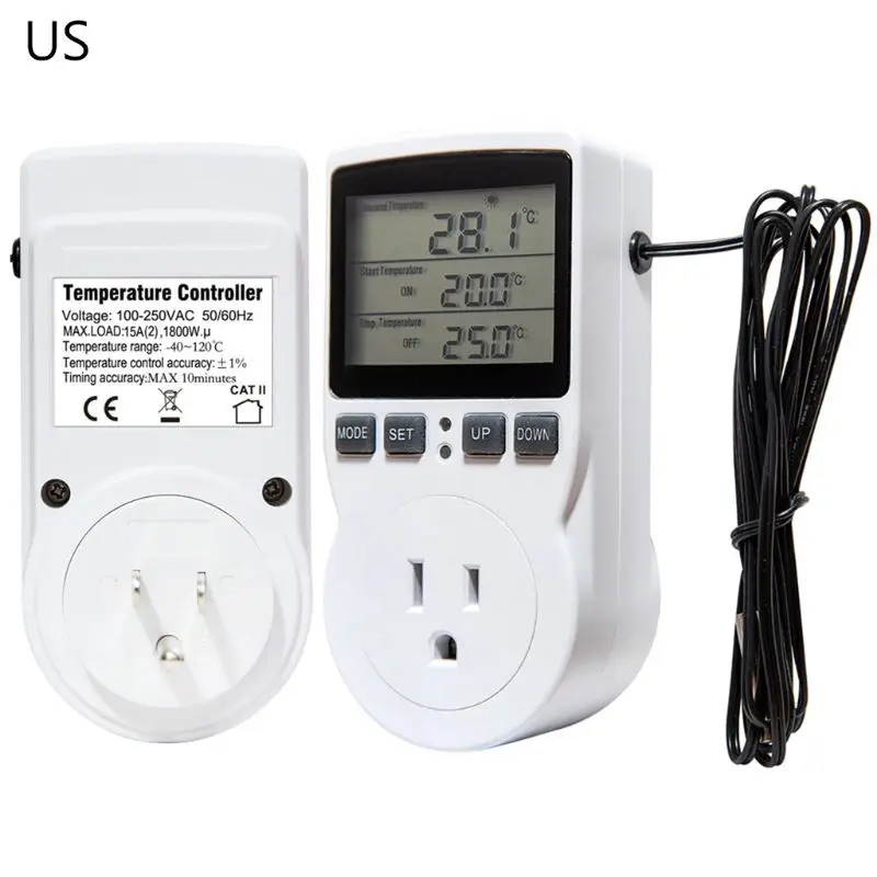 Digitalni Termostat Temperaturni Regulator Vtičnico in Vtičnico 16A s Samosprožilcem, Senzor R9JF