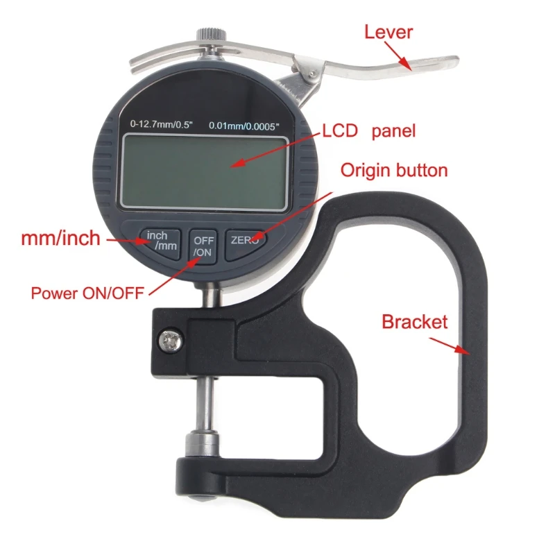 0-12.7 mm Elektronski Digitalni Mikrometer Debeline Meter Merilnik 0.01 mm Globina Tester za Papir, Film, Usnje Debeline Merjenje Orodje