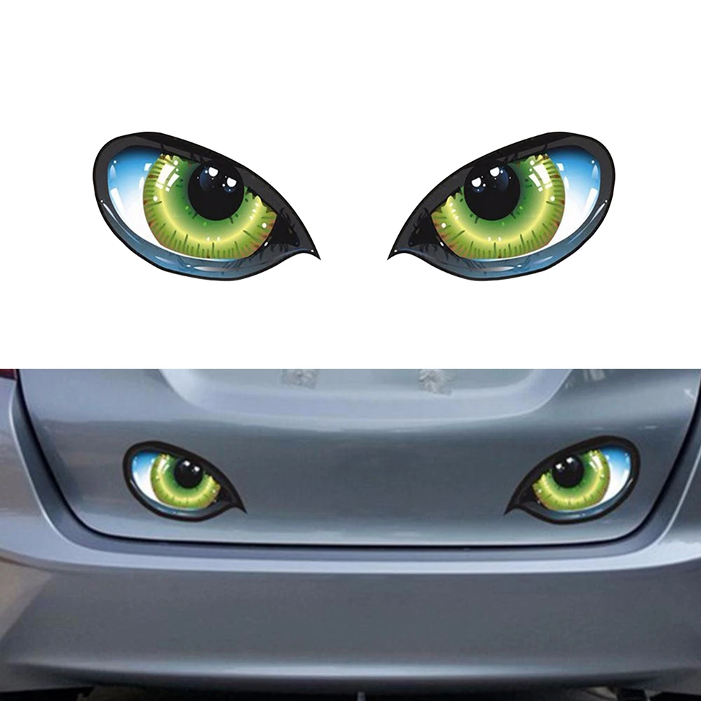 1 Par 3D Reflektivni Zelene Oči Avto Nalepke Tovornjak Glavo Motorja Rearview Mirror Vrata Nalepko Grafike Smešno Ustvarjalne Nalepke Nova