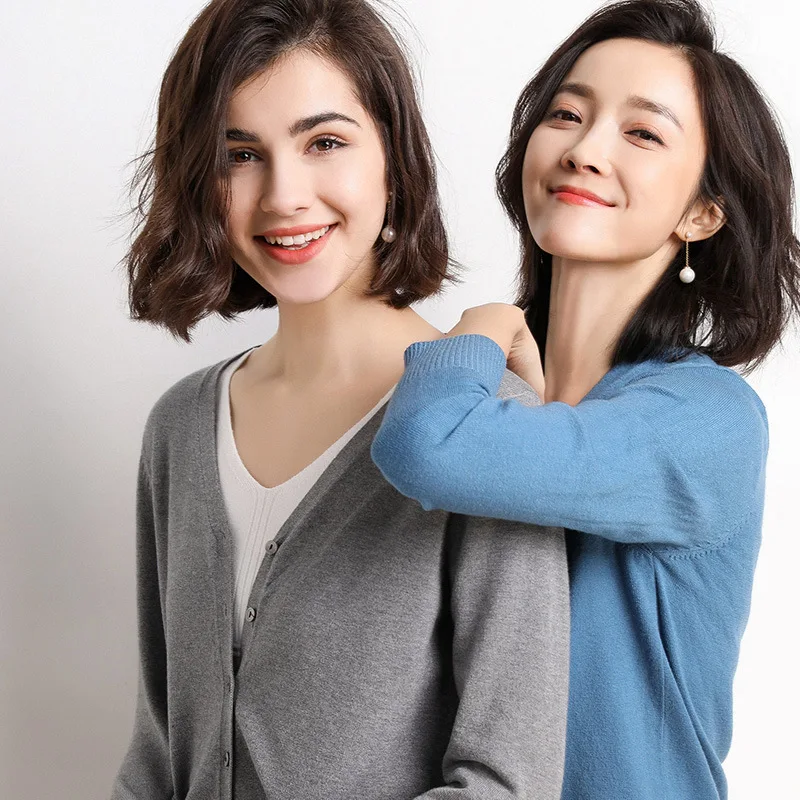 2020Spring, Pletene, za Ženske Jopico Dolgo Sleeved Kratke Ohlapne Zunanji Majhen Plašč Tanke Linije Pulover Srčkan Vrhovi Japonski Modni