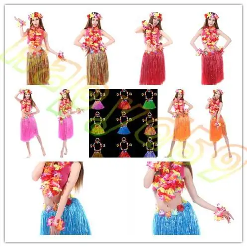 60 CM 5PCS/set Plastičnih Vlaken Ženske Travo Krila Hawaiian Hula Krila nastavite navijačice kostume Dame Oblačenja Up