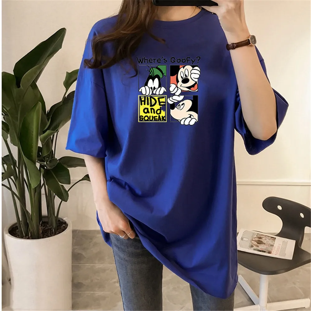Disney Ženske majice Mickey Mouse Neumen Minnie Vrhovi Risanka Harajuku Poletje Vroče T-shirt O-vratu Kratkimi Rokavi Ženske Obleke Tees