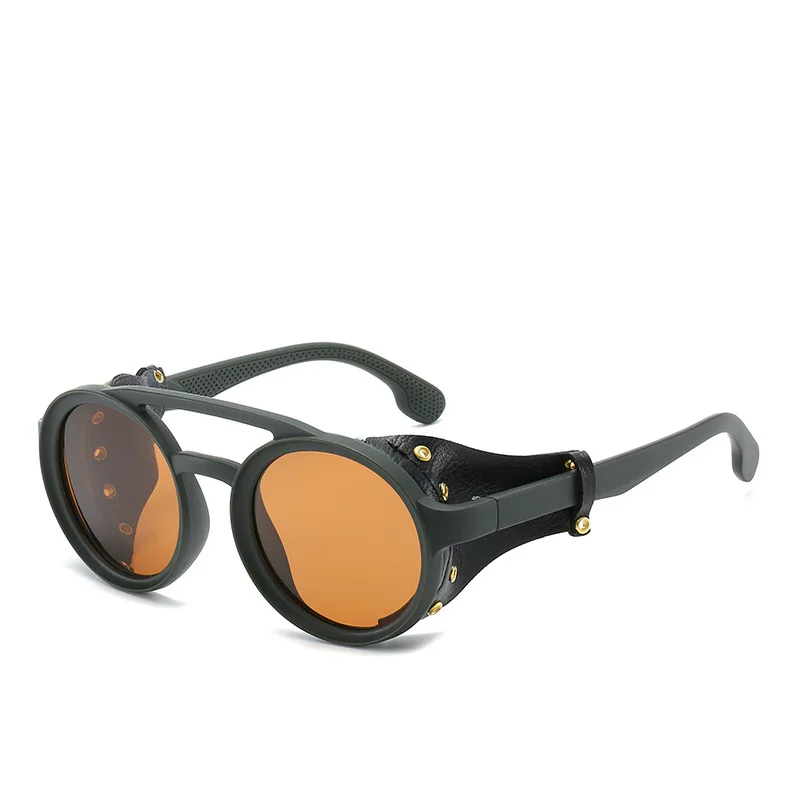 Luksuzni Polarizirana Steampunk sončna očala Mens 2019 blagovne Znamke oblikovalec PU Materiala, Okrogla očala za sonce moški odtenki oculos de sol