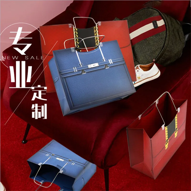 Papir, darilne vrečke po meri poroko rdeči torbici debelo papirnato vrečko vrečko oblačil