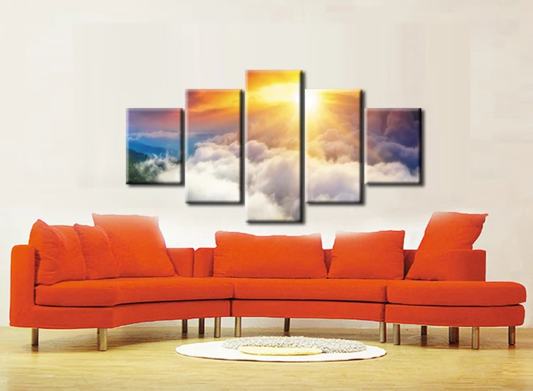 5 Plošči HD slikarstvo Sonce oblaki Wall Art Doma Dekoracijo dnevne Sobe, Tisk Na Platno Moderno Slikarstvo Uokvirjena J009-031