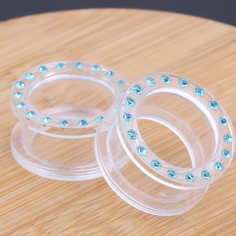 Meso Ušesni Čepi CZ Crystal Akrilna Uho Predorih Expander Nosila Plug za Ženske moški Body Piercing Nakit