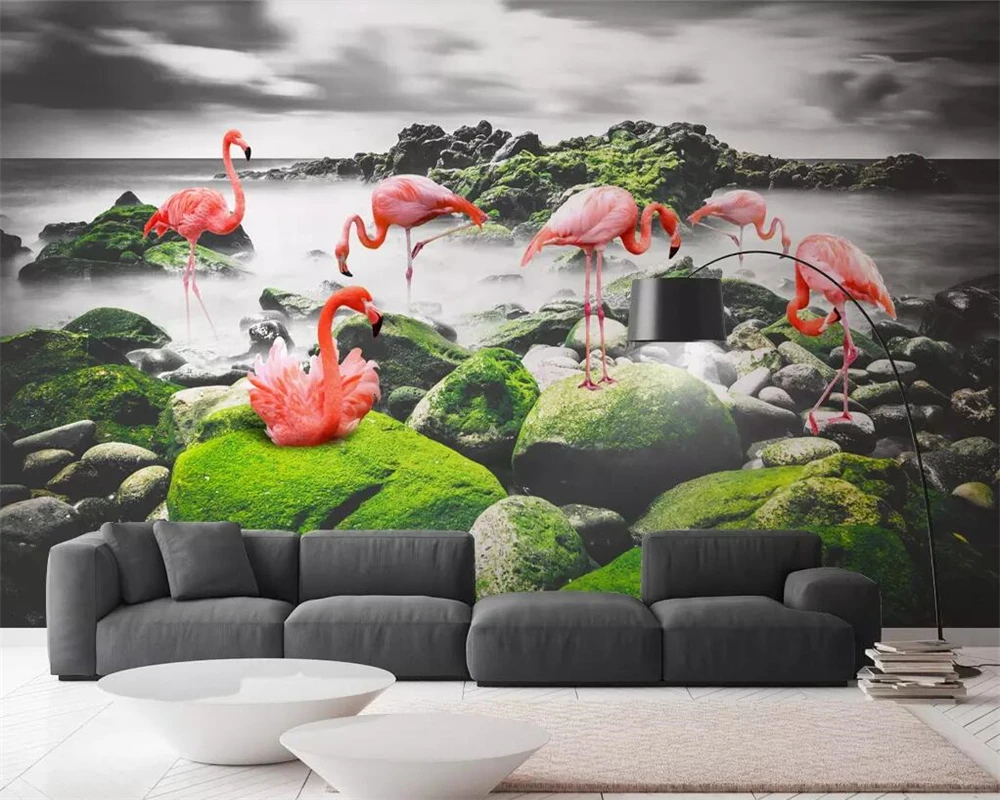 Beibehang Ozadje zidana majhne sveže morske flamingo TV ozadju stene ozadje doma dekoracijo dnevne sobe, spalnice 3d ozadje