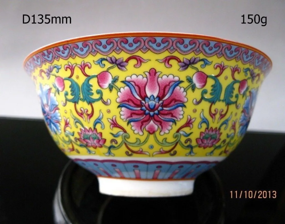 Kitajski famille rose porcelana skledo ročno poslikano cvetje qianlong znamke