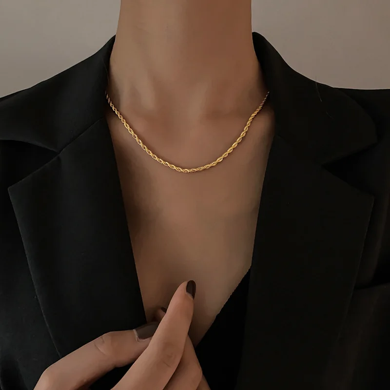 Moda prepost twist ogrlica za ženske Evropski in Ameriški hip hop titana jekla, neprevlečeni zlato verigo
