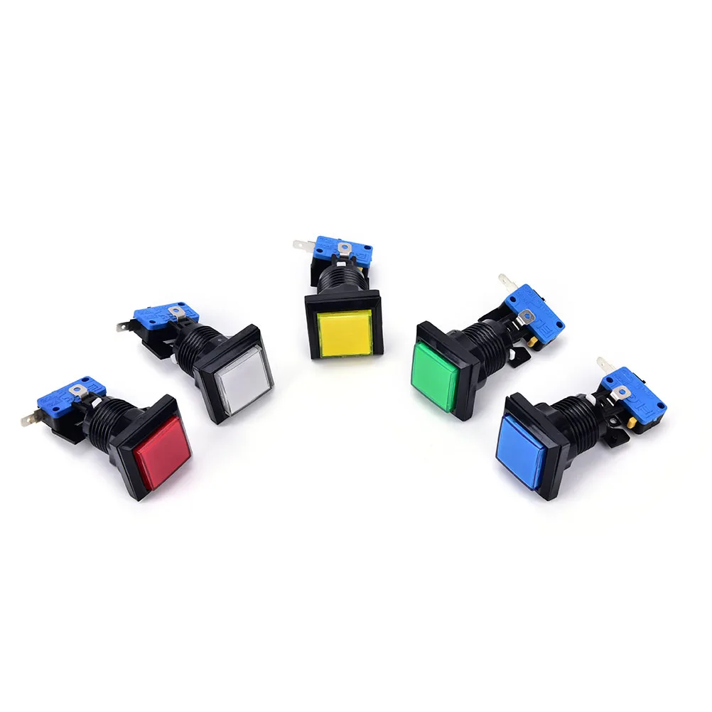 2019 1PCS Kvadratni igralni avtomat Pritisni Gumb Arkadna LED Kratkotrajno Pritisni Gumb Osvetljena Tipka 5 Barv