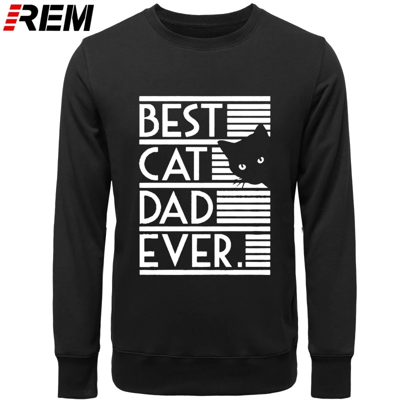 REM Smešno Mačka Najboljši Oče Kdaj Grafični Mens Modni Stil DOLGE Rokave Prevelik Ulične Puloverji, Trenirke