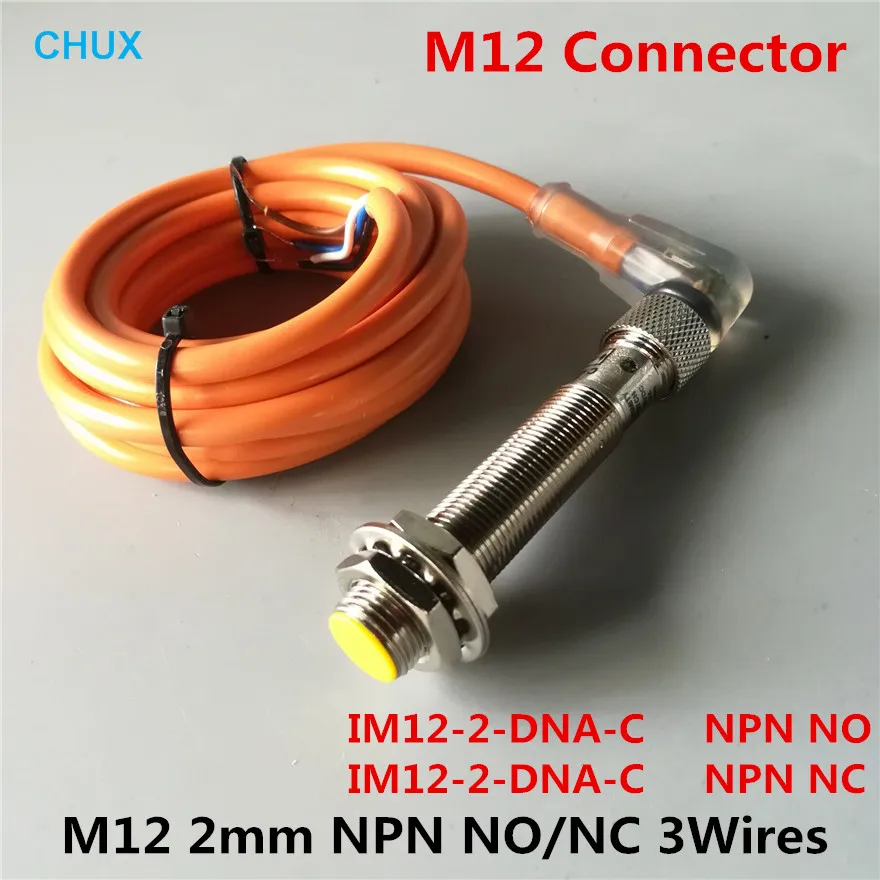 Induktivni Bližine Stikalo M12 NPN 3 žice, NO/NC 2 MM za Zaznavanje Razdalje Z 2m Bend 90 stopinj Tipalo Priključek