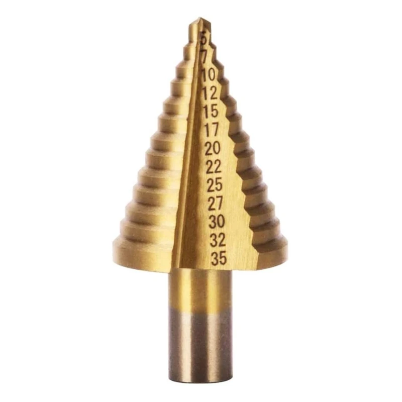 5-35mm Meritev HSS Titanium obložene Korak Drill Bit za Les Metal Core Vrtanje Krog Kolenom Rezalno Orodje