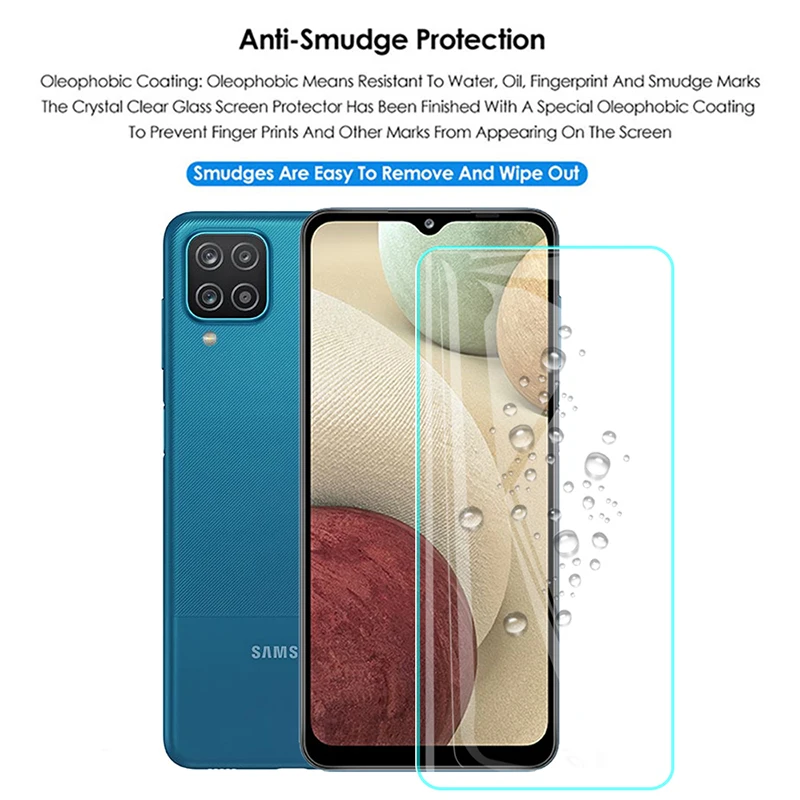 3 v 1, Kaljeno Steklo Full Screen Protector for Samsung Galaxy A12 Pregleden Mehko Primeru 6.5