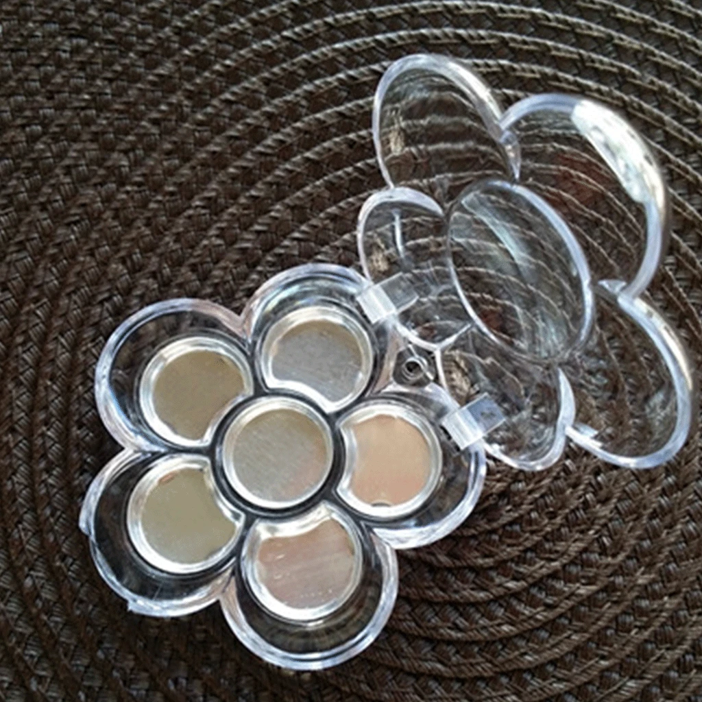 6 Omrežij Plum Blossom Cvet Obliko Prazno Senčilo Primeru Prozorno Plastično DIY Šminka, Prah Polje Kozmetične Embalaže Orodje