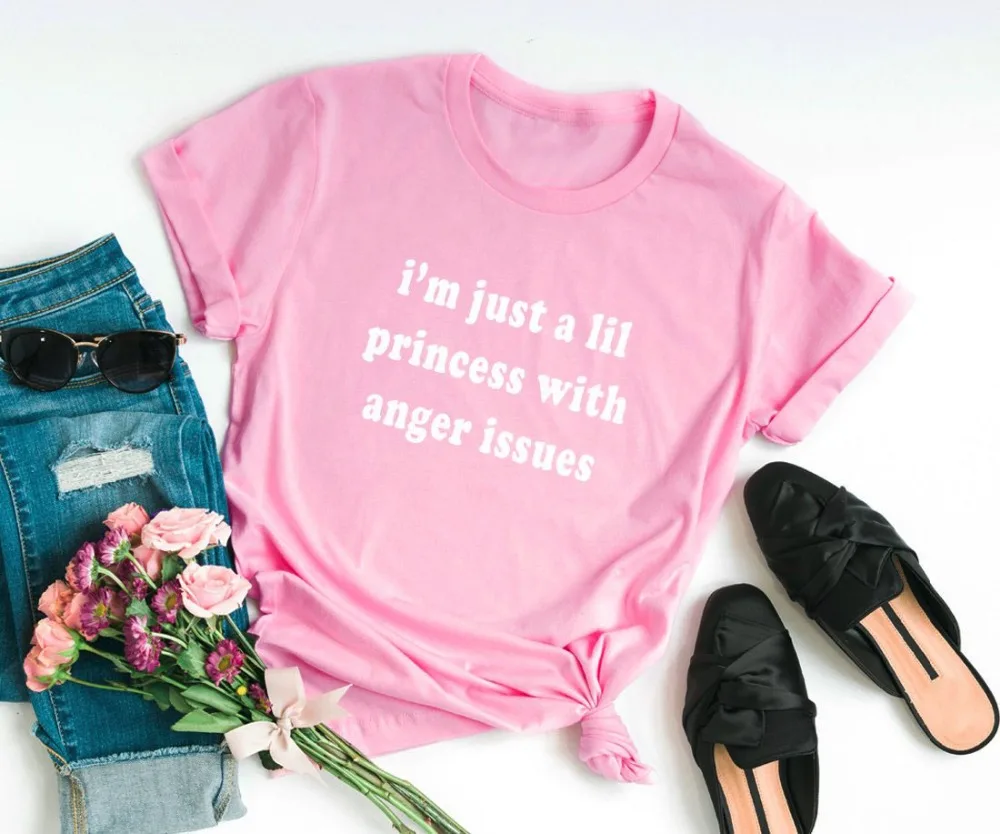 Jaz sem samo princesa z jezo vprašanja, t-shirt camiseta rosa feminina ženske moda dekle priložnostne ulica slog tees majica umetnosti vrhovi