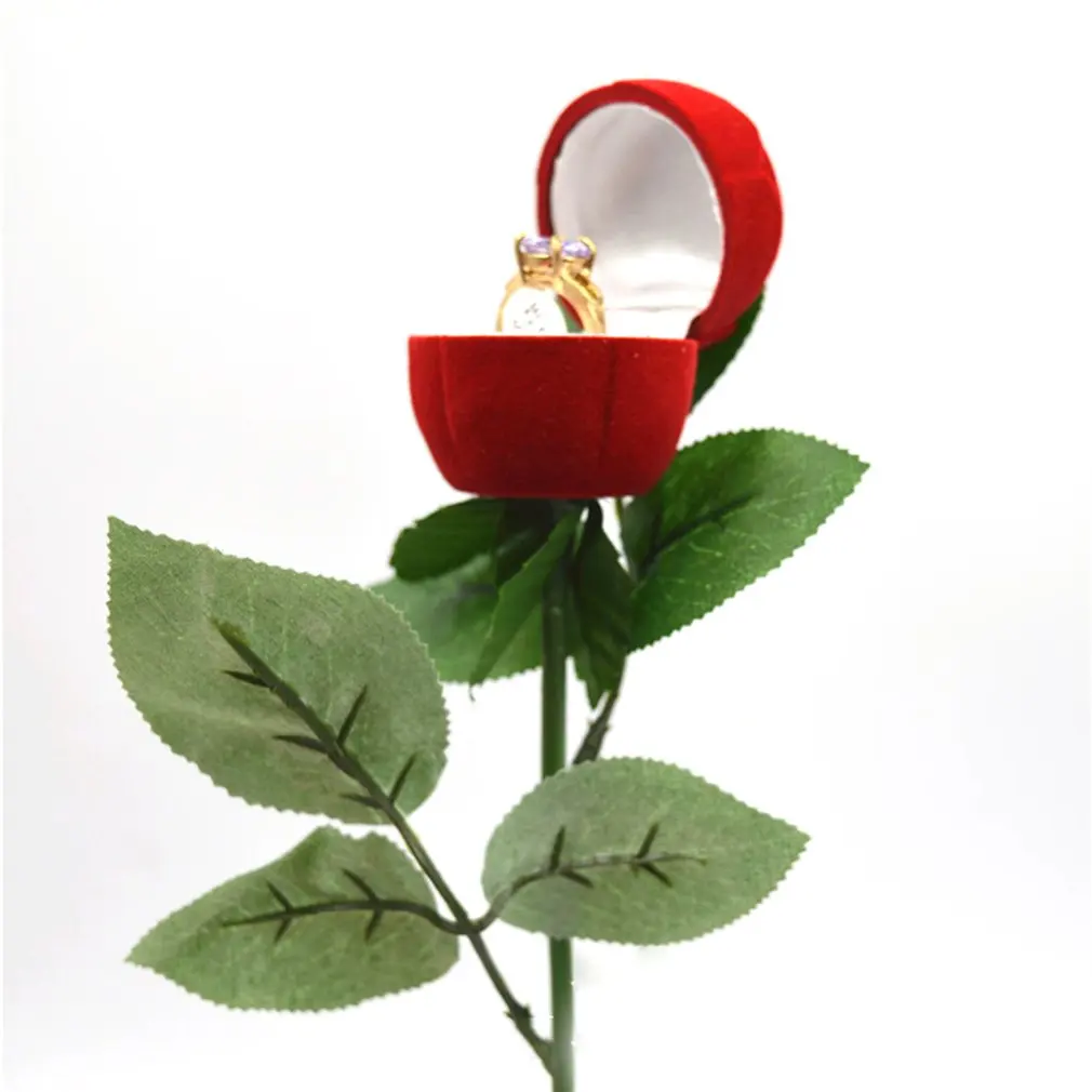 Novo 2021 Rdeče Rose Zgrinjati Žamet Obroč Polje Poroko Ustvarjalno Darilo Moda Valentinovo Posla Presenečenje Obroč Polje