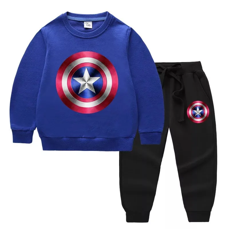 Marvel Maščevalec Captain America Dojenček Fant Obleke, Kompleti Otroci Hooded Zgornji Del Trenirke+Hlače Priložnostne Malčka Otroci Športna Oblačila