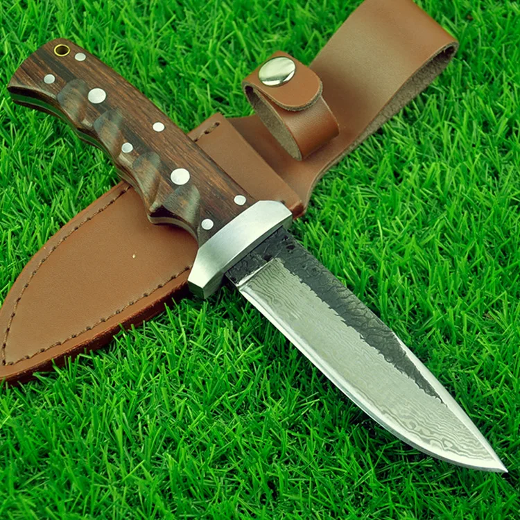 Ročno kovani Damask lovski nož omejeno nož ebony ročaj Damask Jekla Naravnost nož