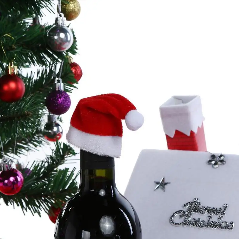 10pcs Mini Hat Santa Pokal Steklenice Kritje Božično Darilo Doma Božični Dekor