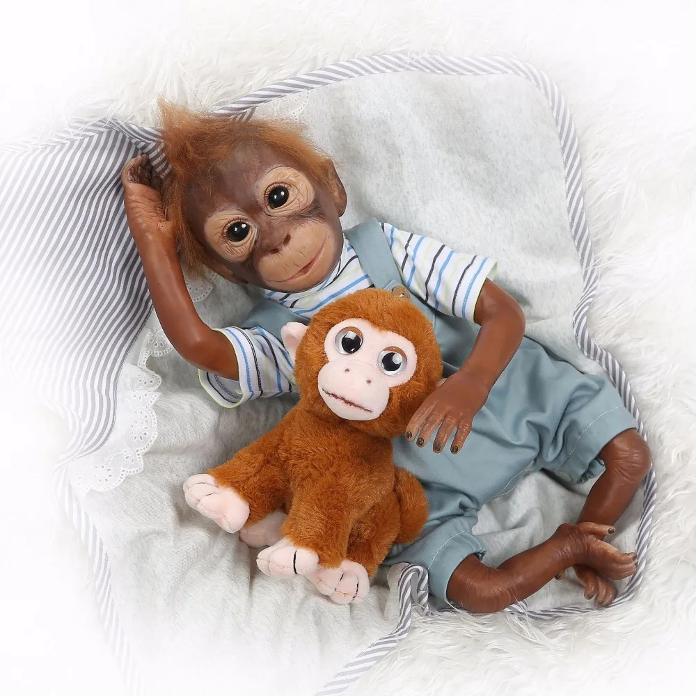Novo 21inch 52 CM ročno prerojeni silikonski opice Opica zelo mehkega silikona vinil novorojenčka prilagodljiv Zbirateljske lutka risanka boneca
