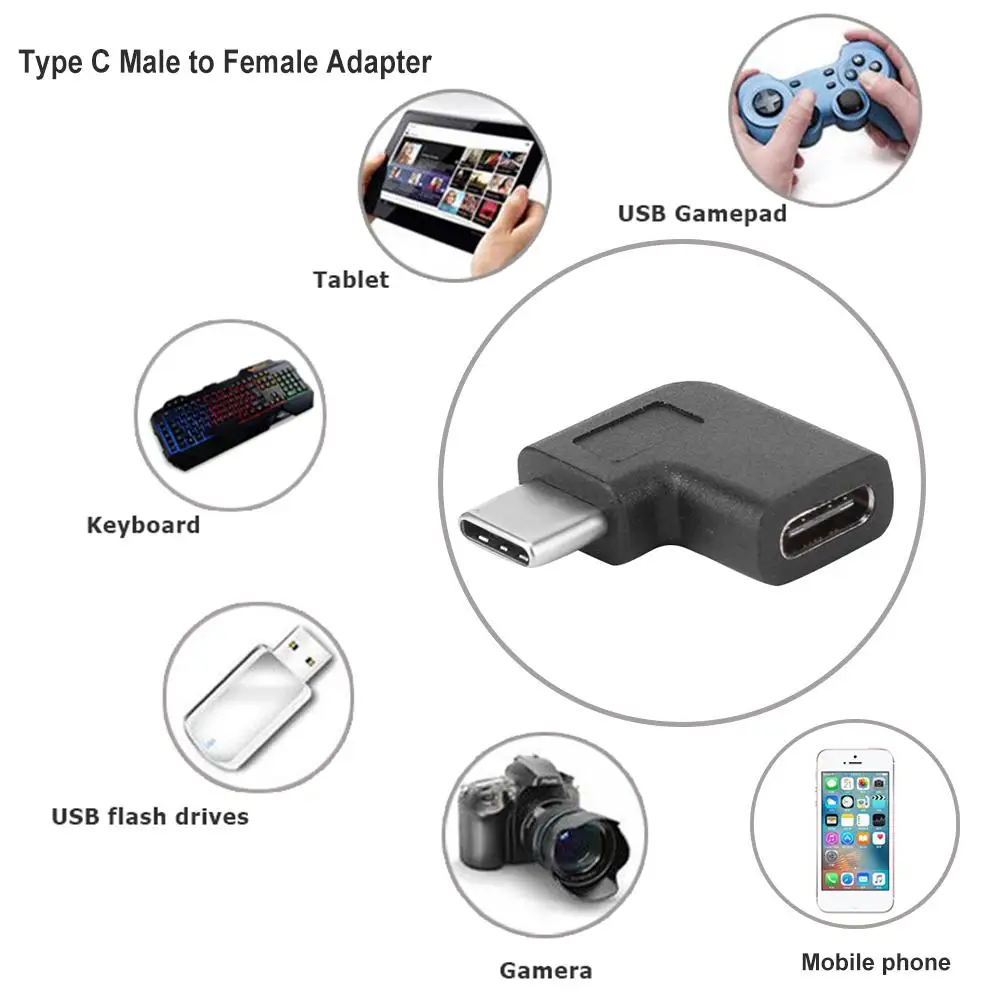 90 Stopinj Desni kot Levi Kota USB 3.1 Tip C Moški Ženski USB-C Pretvornik Napajalnik za Pametni Telefon