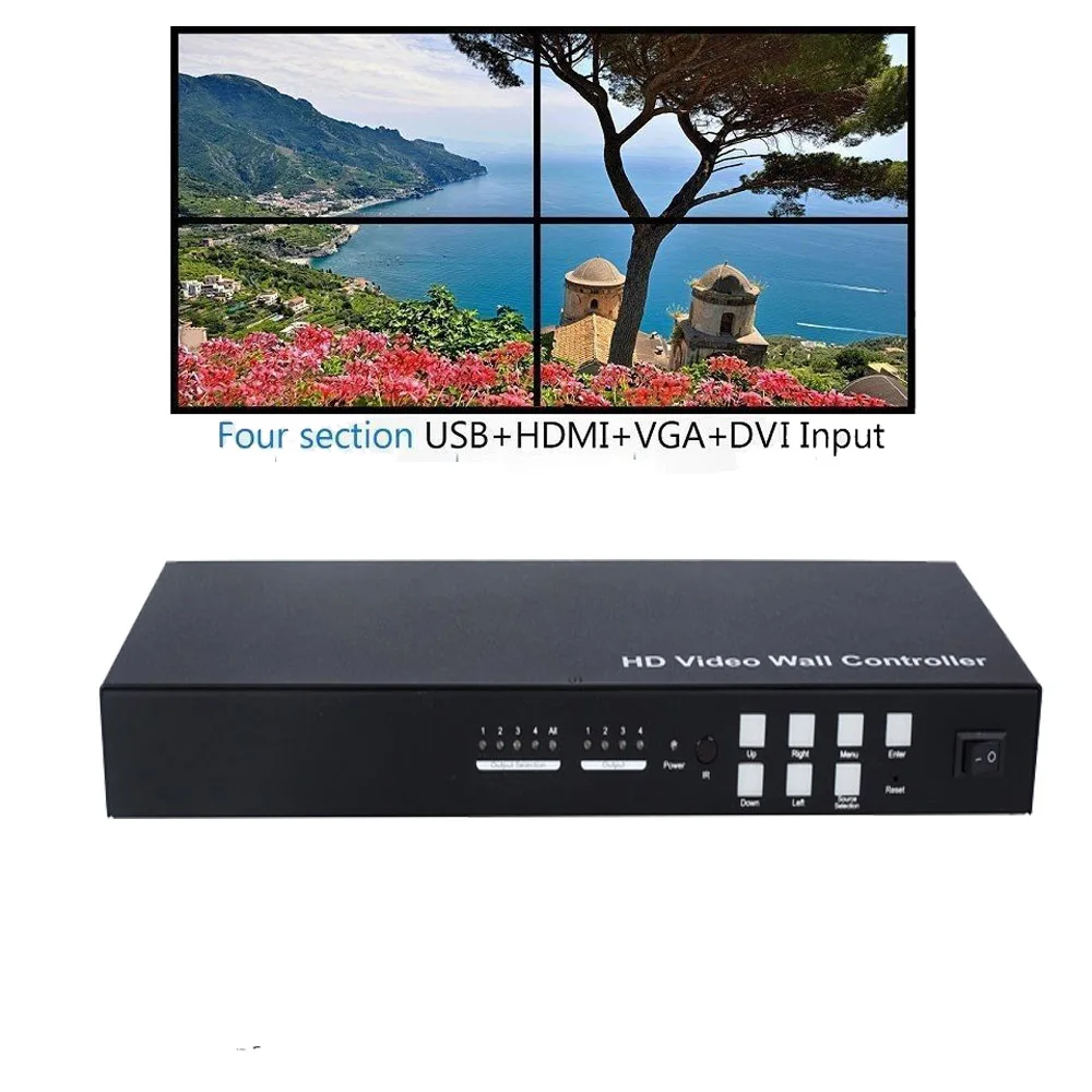 Multi Channel HDMI VGA AV USB Video Procesor 1x4 2x2 s kaskadnimi funkcijo podpira 3x3 4x4, da 10x10 Video Steno Krmilnik