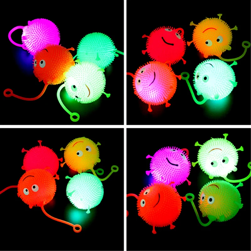 Barvita LED sveti Sijočo Dlako Flash Žogo Baby Elastičnost Igrače Darila Otroke Stisnite Anti Stres Igrače Naključno