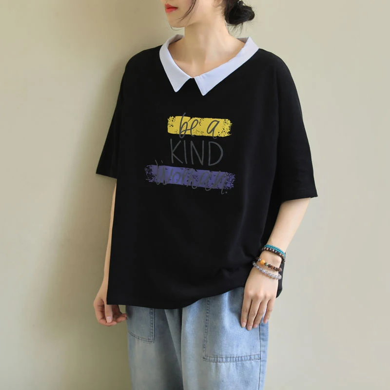 2020 Poletje Koreja Moda za Ženske, Kratek Rokav Svoboden Bombaža T-shirt Vse ujema Priložnostne Natisniti Tee Majica Femme Vrhovi Plus Velikost M53