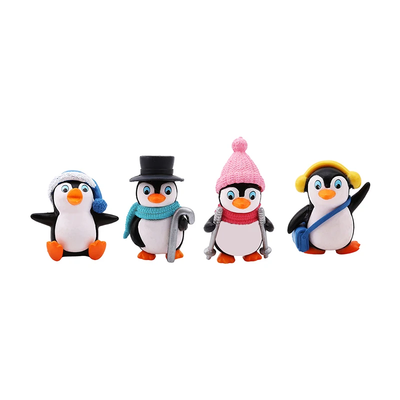 4 KOS / Veliko Pingvin Živali Smolo Miniaturne Figurice Doma Dekoracijo Srčkan DIY Pravljice Vrt Gnome Živali Moss Okraski Obrti