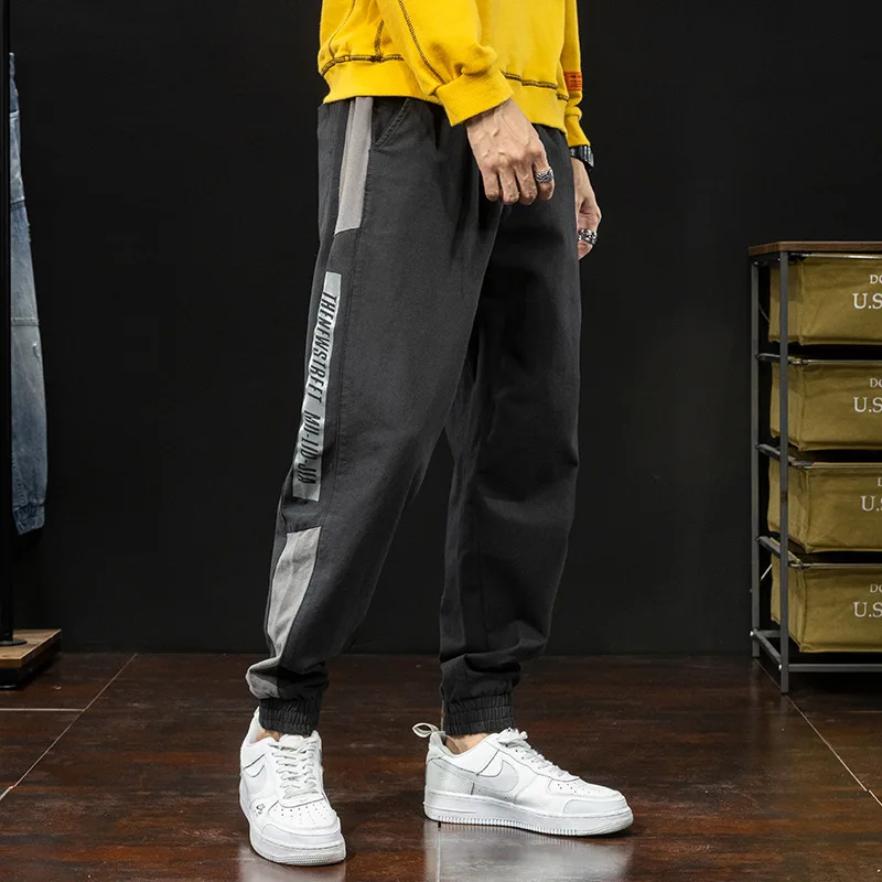 Jeseni Novo Moda Za Moške Jeans Trak Razrezana Oblikovalec Priložnostne Tovora Hlače Moški Harem Hlače Ulične Hip Hop Joggers Hlače