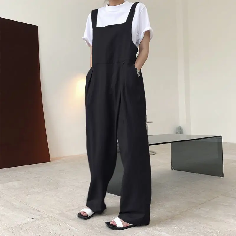 Priložnostne Dolge Hlače Ženske igralne obleke VONDA Stilsko Jumpsuits 2021 Ženske Letnik Playsuits Suspender Kombinezon Gumbi Pantalon S-5XL