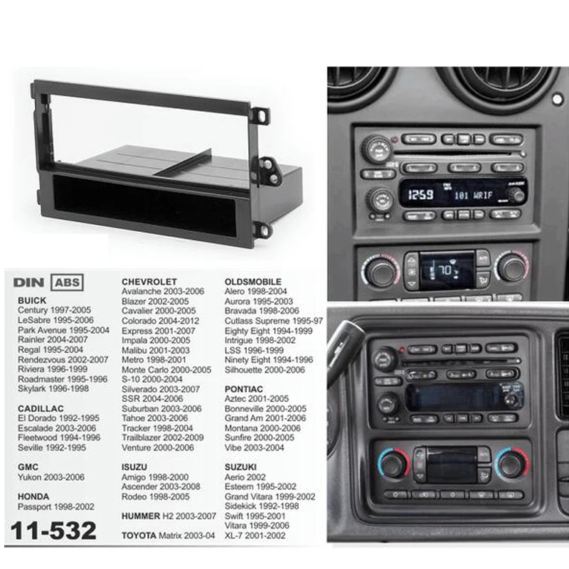 11-532 Avto Radio Fascijo Plošča za BUICK/CADILLAC/GMC/HONDA/ISUZU/TOYOTA Stereo Fascijo Dash CD Trim En Din Installation Kit