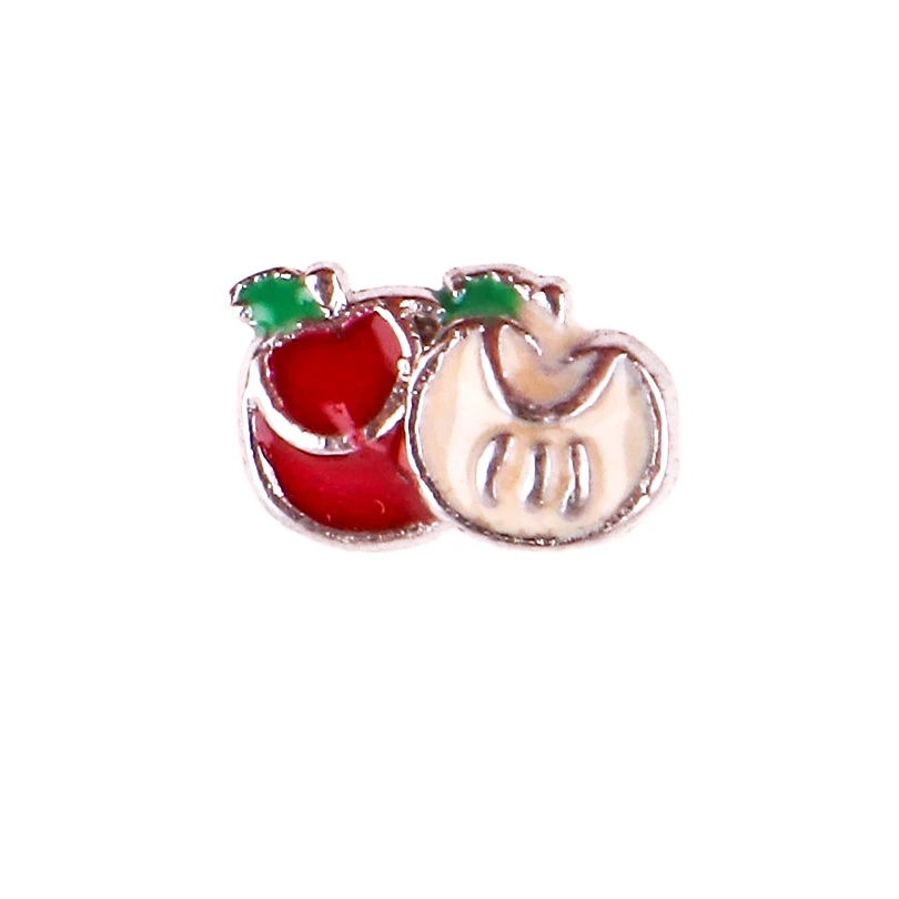 F621 Jabolko sadje obliko plavajočo vrstico s sistemskimi ukazi za živi spomin stekla plavajoče locket čare DIY nakit 20pcs/veliko