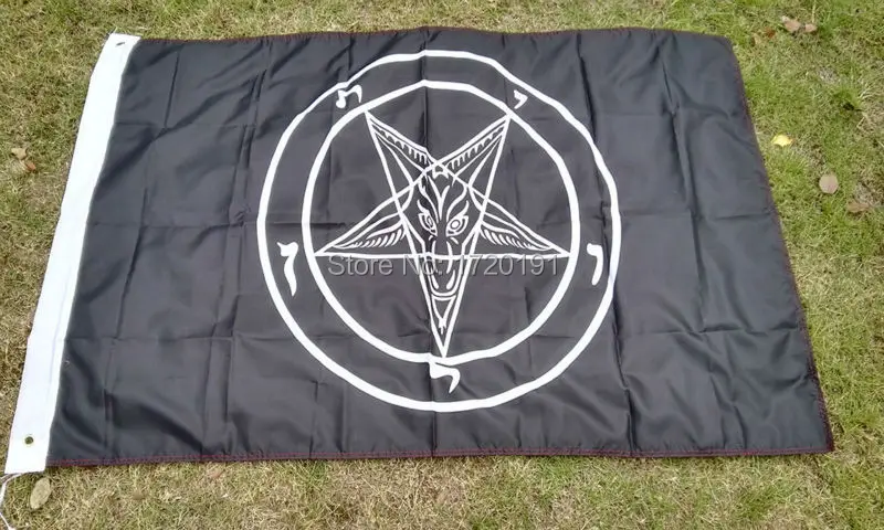 Baphomet cerkev satan zastavo 5 m * 3 ft - Vitezov Templjarjev Satan pentagram kozje zastavami in transparenti Poliester zastav 2 sponke