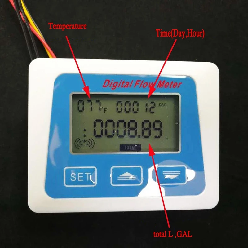 Digitalni Lcd Zaslon Pretok Vode Tipalo Meter Merilnik Pretoka Rotameter Temperatura, Čas Snemanja Z G1/2 Senzor Pretoka