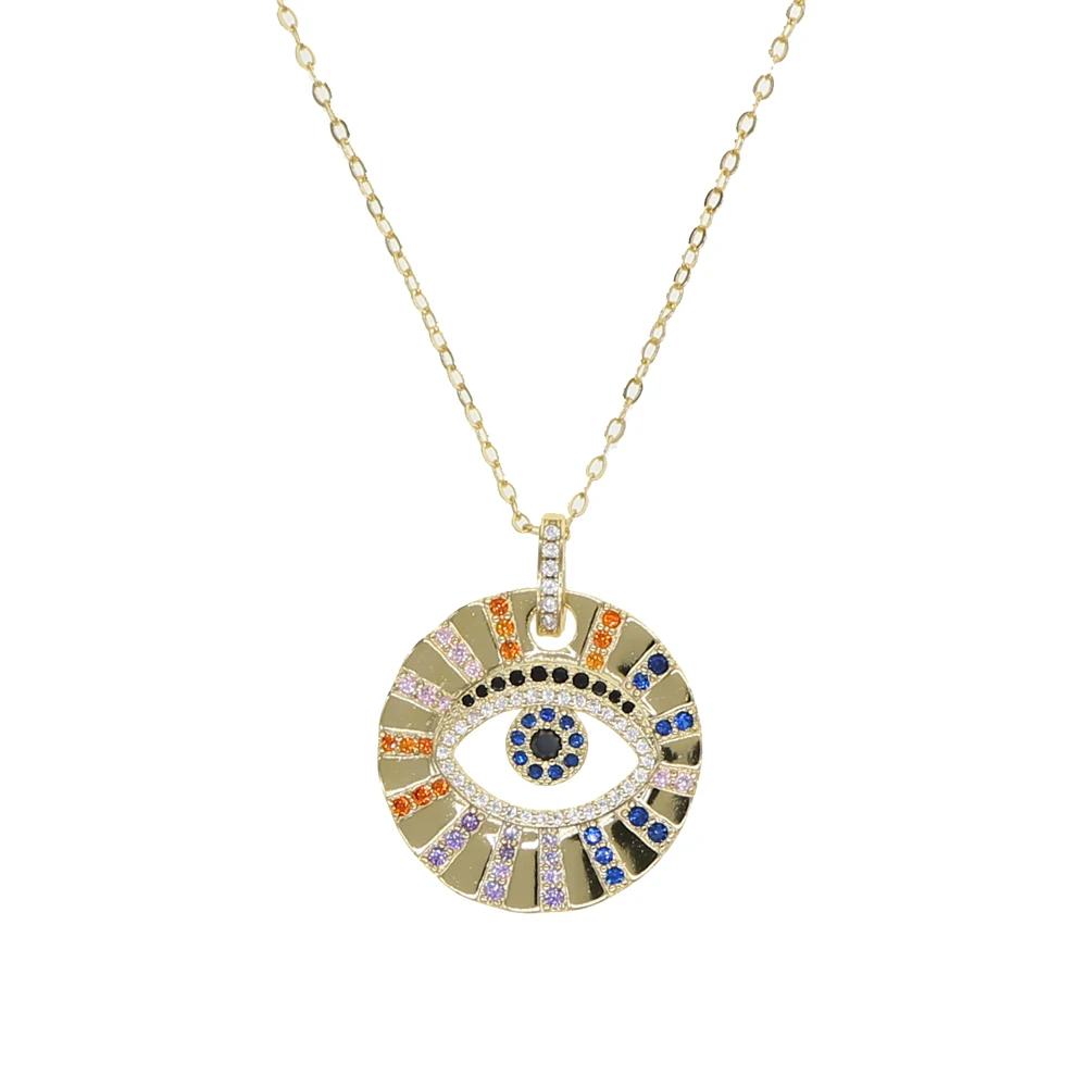2019 nov modni zlata ogrlica za ženske razširjenje pisane kubičnih cirkonij Krog Kovanca disk geometrijske ogrlice