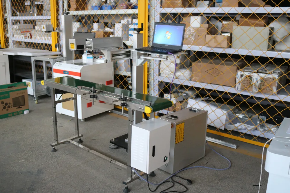 Transportnega traku fiber laser marking pralni za vojsko tovarniška ploščica