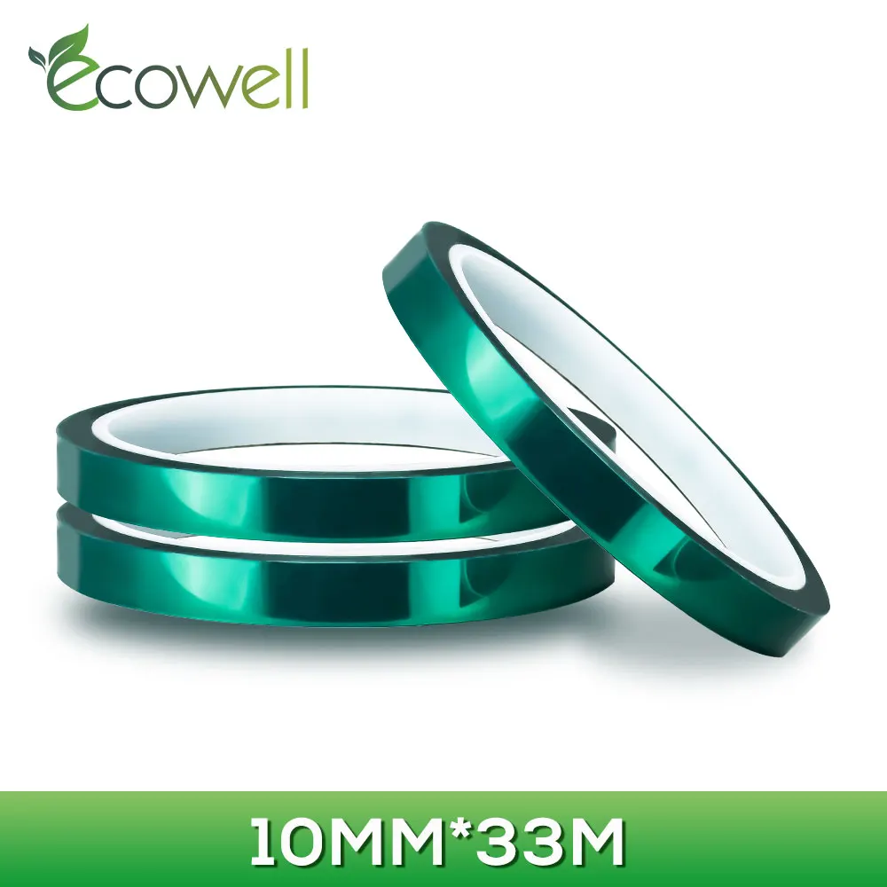 Ecowell 3PCS 10 mm*33M PET Visoke Temperature Trak Visoko Toplotno Odporen Primerna za PCB Varjenje Plošče Izolacijska