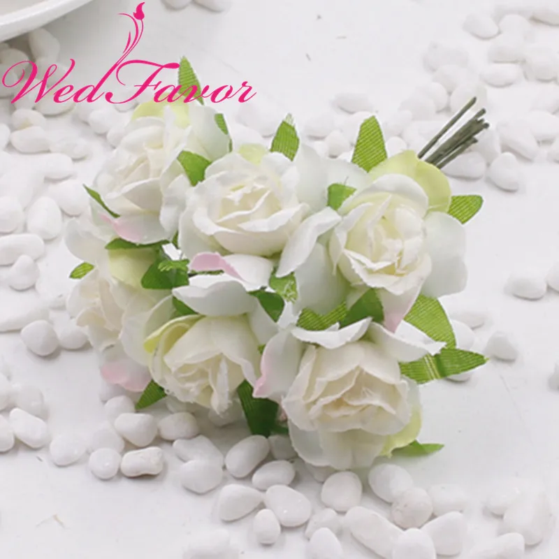 60pcs 2 cm Ročno Mini Umetne Tkanine Rose Svile Šopek rož Za Lase Venec Corsage Zapestje Cvet Stranka Poroka Dekoracija