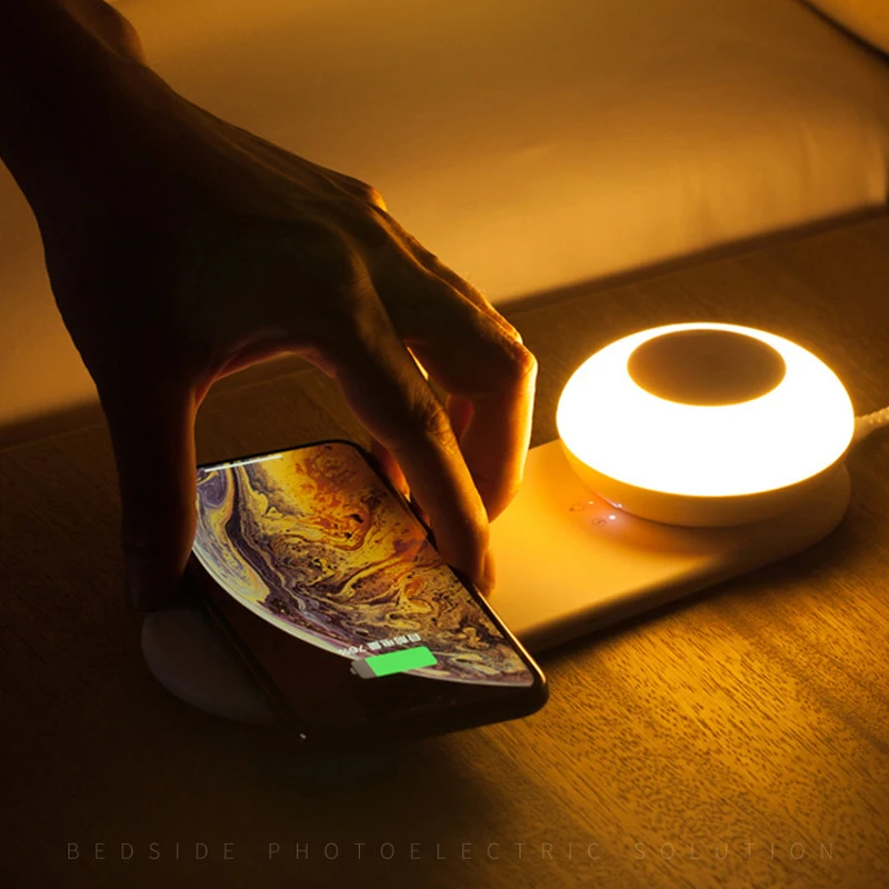 10W Mobilni Telefon Brezžično Polnjenje LED Namizna Svetilka na Dotik Zatemnitev Ločeno Magnetni Bedak Spalnica Ustvarjalne Postelji Nočna Lučka