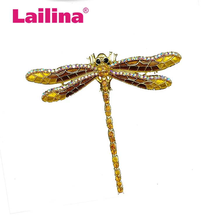 60*70 mm Kovinska Broška Dragonfly Insektov Kristalno Nosorogovo Broška Za Ženske, Nakit Darilo