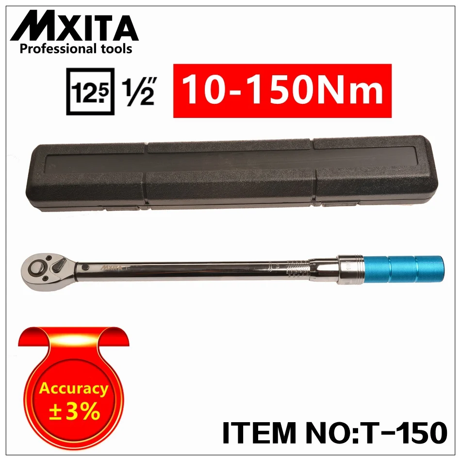 MXITA Natančnost 3% 1/2 10-150Nm Visoko natančno in strokovno Nastavljiv vrtilni Moment Ključa avto Ključ avtomobila, ročno orodje za popravilo Koles