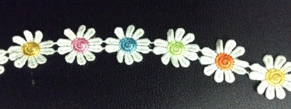 2.8 cm lepe colorfully barvane preje za vezenje daisy cvet čipke trim, XERY0926A