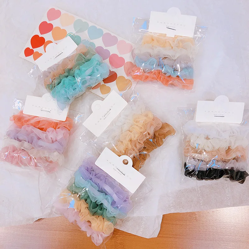 5 Kos Barva Organza Lase Scrunchies Candy Barve Elastični Trakovi Za Lase Dekleta Čop Imetnik Korejski Pokrivala Dodatki Za Lase