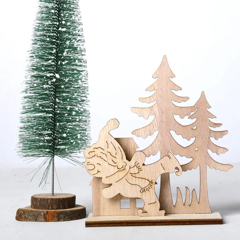 Ustvarjalne DIY Lesa Obrti Božično Drevo Snežaka, Leseni Okraski Božič Stranka Dobave Doma Okraski