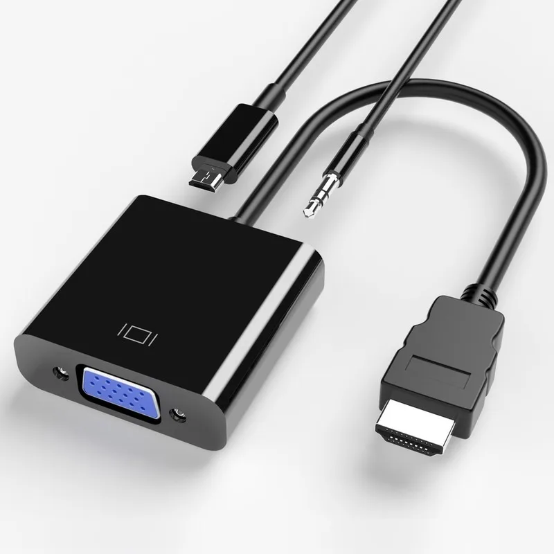 Bkscy HDMI na VGA Adapter Kabel HDMI VGA Pretvornik Kabel Podpira 1080P z Avdio Kabel za HDTV, XBOX, PS3, PS4 Prenosnik TV Box