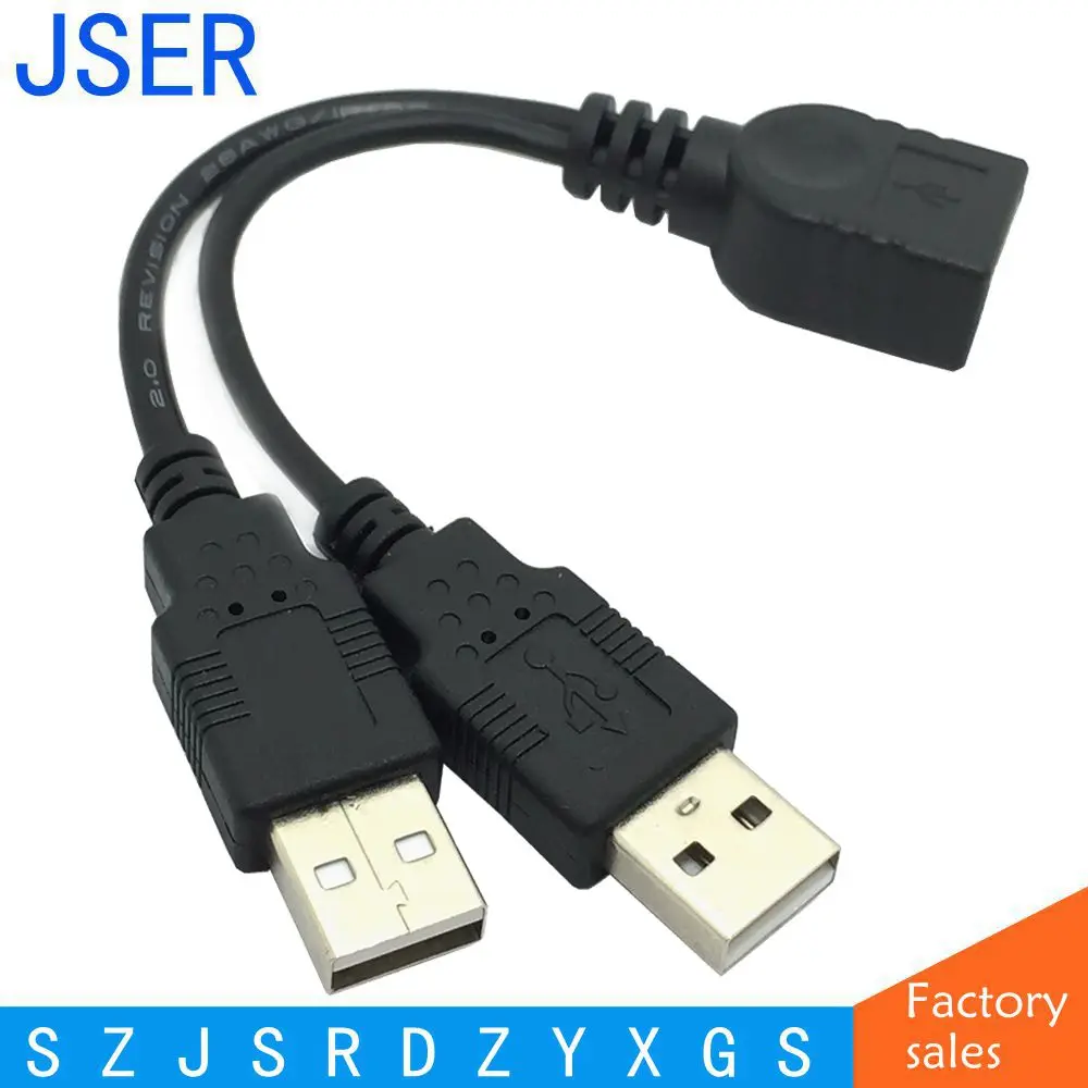 USB 2.0 Ženski A Dvojni Moški Dodatno Moč Podatkov Y Podaljšek Kabel za 2.5